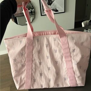 Victoria's Secret Pink Striped Logo Tote